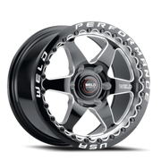 WELD Ventura 6 Beadlock 15x10 +38 6x139.7mm 106.1mm Gloss Black Milled-Diamond Cut Lip
