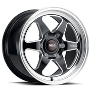 WELD Ventrua 6 20x9.5 +28 6x139.7mm 106.1mm Gloss Black Milled-Diamond Cut Lip