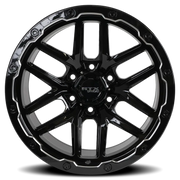 RTX Offroad Volcano 18x9.5 -10 6x139.7mm 106.1mm Gloss Black Milled Edge