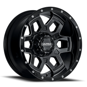 Ultra Warlock 217 17x9 +1 5x127mm 87mm Gloss Black Milled Accents-Clear Coat
