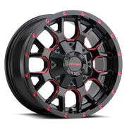Mayhem Warrior 17x9 +18 5x127mm 87mm Gloss Black Prism Red